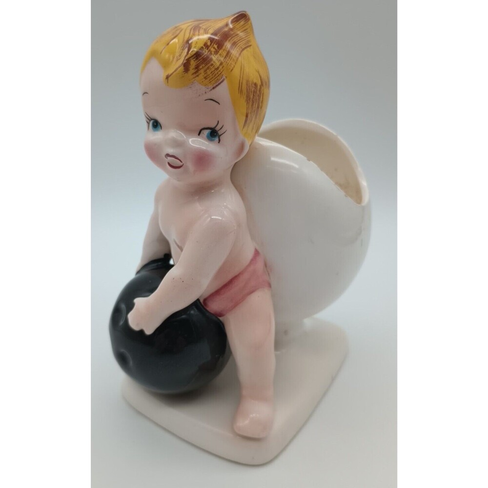 Vtg Planter Bowling Baby Blue Eyed Blonde Round Ball